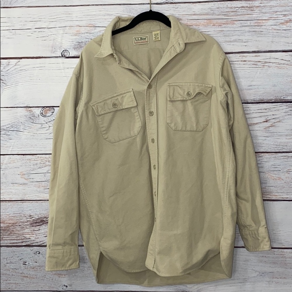 L.L. Bean Men's Casual Button Down Shirt - Tan